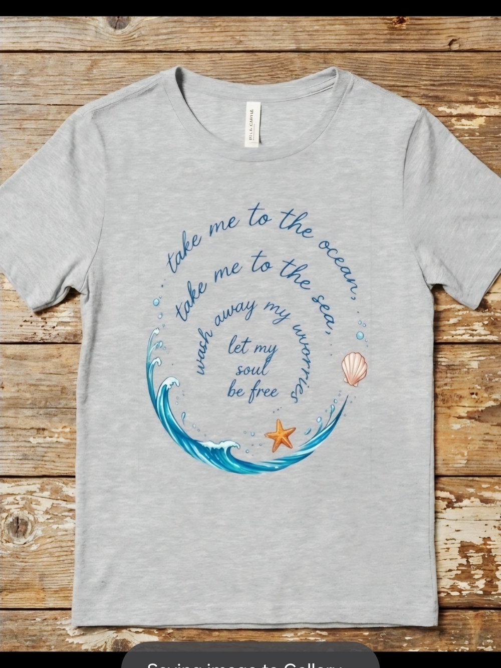 Ocean Quote Tee • Coastal Beach Graphic Shirt • Wave Starfish Seashell T‑Shirt • - Picture 9 of 11